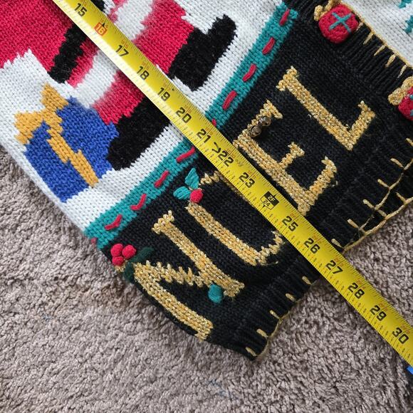 Vintage Ugly Christmas Sweater Vest Womens L Cabin Bear Candy Cane Artsy Fits XL - Picture 10 of 10